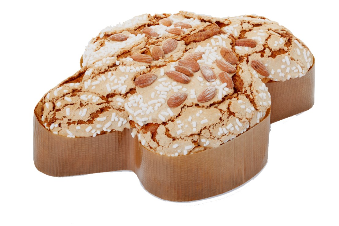 Colomba, italian Easter cake in fom of a dove on white, clipping